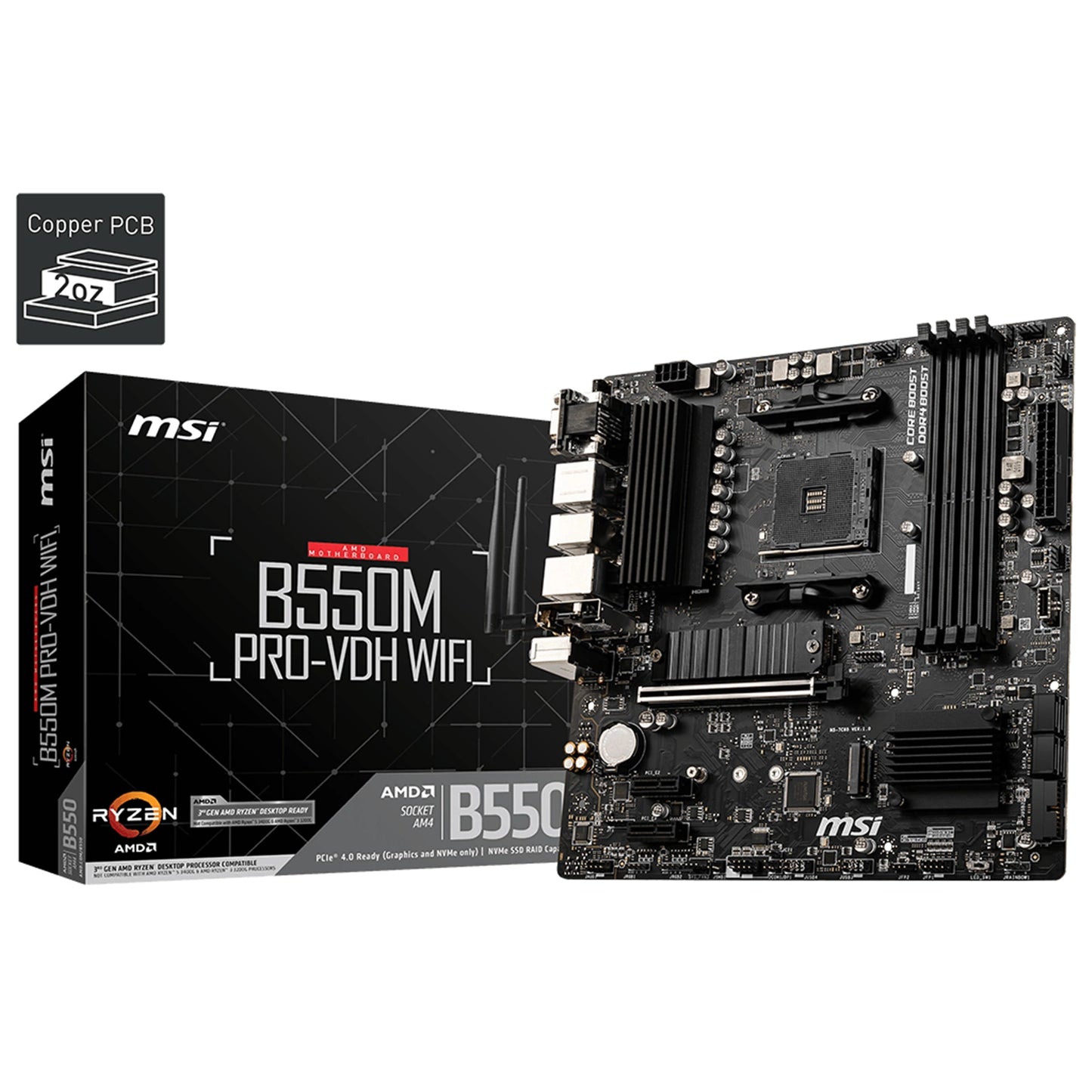 MSI MAG B550M PRO-VDH WIFI mATX Motherboard For AMD 3rd Gen